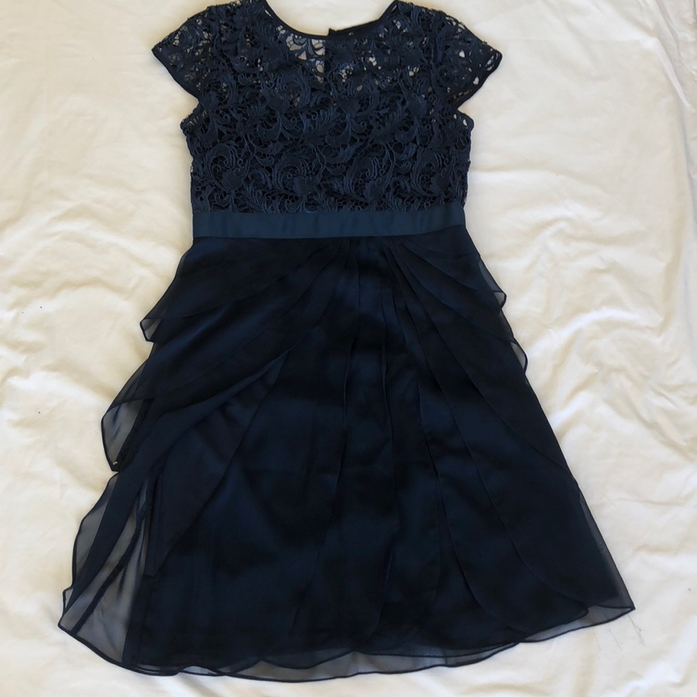 Adrianna Papell navy blue lace dress